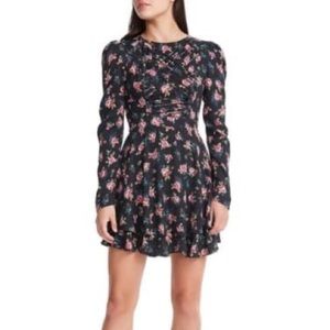 AFRM Avery Babydoll Floral Print Dress Noir Rose Size Small